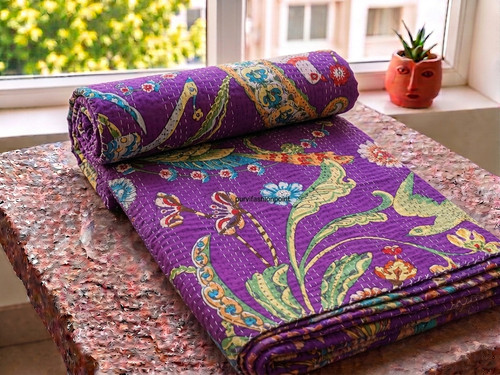 Purple queen bed boho vintage - queen,