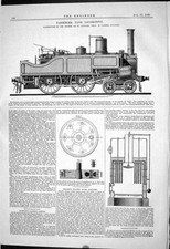 Old 1869 Passenger Tank Locomotive Engine Train Smart Water Tube Boil Victorian