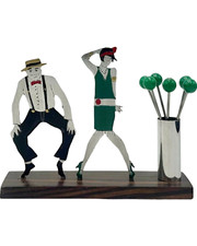 Sudre Art DecoFlapper Dancers Cocktail Garnish Hors D'oeuvres Pick Set Unsigned