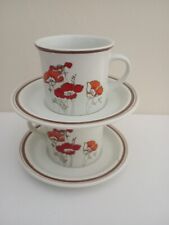 2 xVintage 1970s Royal Doulton Lambeth Field Flower Cup And Saucer Set