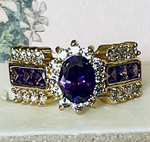 Amethyst ring white sapphire - amethyst,