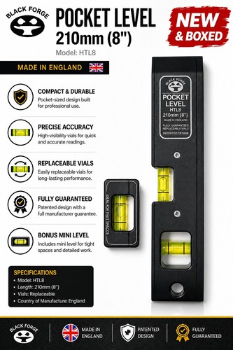 Black forge pocket level 210mm - level,