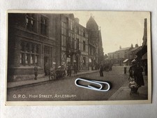 G.P.O High Street Aylesbury Animated Street View Bicycle, Pram Posted 1920