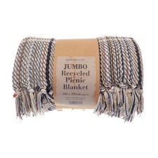 Jumbo Recycled Cotton Picnic Blanket/Throw 180 x 250cm