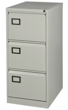 Bisley 3 Drawer Foolscap AOC3 Filing Cabinet Home & Office Grey with Keys