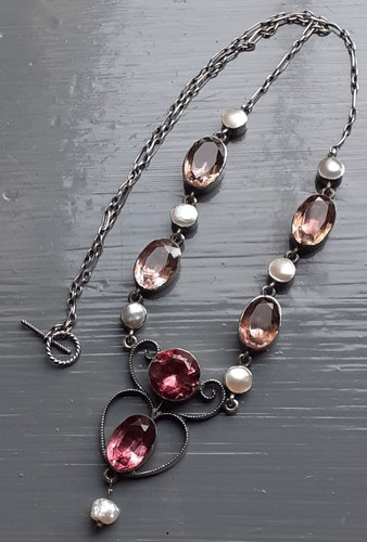 Art nouveau necklace silver - art,