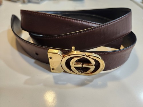 Vintage brown gucci belt gold - brown,