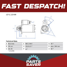 Starter Motor fits SSANGYONG ACTYON Mk1 2.0D 06 to 12 D20DT Bosch 6651510201