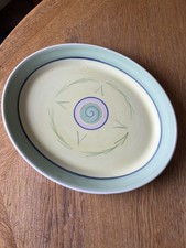 Large Oval dinner Plates Dudson Brothers "Artisan" Green / Yellow / Blue