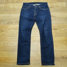 Nudie Jeans Grim Tim Mens W32 L28 Blue Dry Raw Slim Fit Denim Stretch