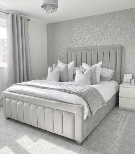 Luxury grey velvet wingback - luxury,