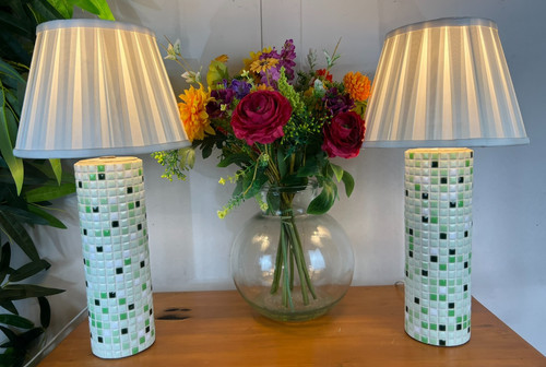 Pair vintage green white - pair,