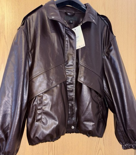 New zara leather effect bomber - new,