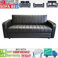 Leather 3 Seater Ottoman Storage Sofa Bed Modern Luxury Bedroom - UK Made