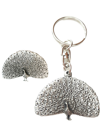 Peacock key ring and pin - ring, badge