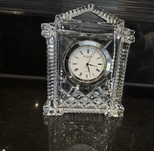 Waterford Crystal Grecian Mantel Clock Silver Vintage