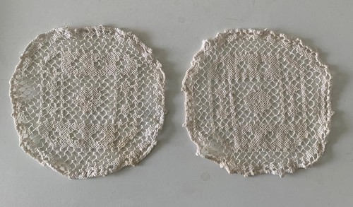 Vintage pair cream cotton lace - cotton,
