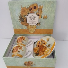DUO Sunflowers Vincent Van Gogh porcelain coffee and teacups with saucers, 2pcs.