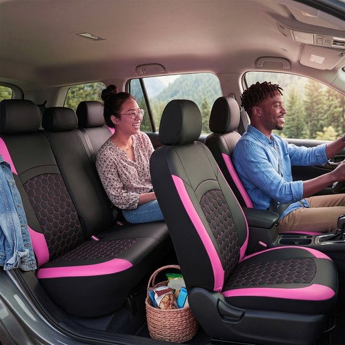 Pink leather car seat - pink,