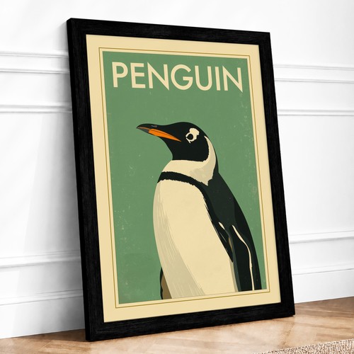 Geometric penguin art - penguin, deco