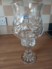 Julia Hand Cut Lead  Crystal 2 Piece  Hurricane Tea Light Holder 