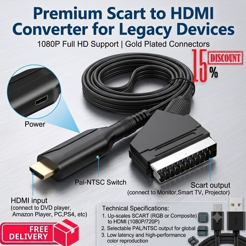 Scart hdmi converter cable - scart,