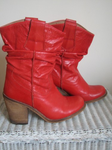 Vintage red leather ankle - vintage,