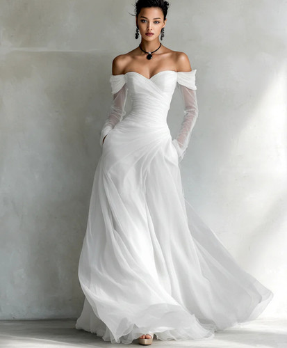 Women tulle maxi evening dress - tulle,