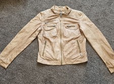 Bod & Christensen Tan Leather Moto Biker Jacket Women, Size M