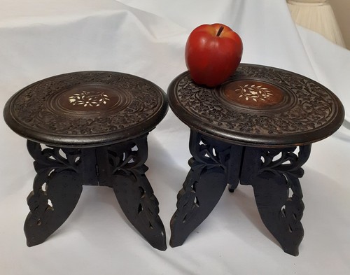 Pair 20thc indian carved - indian,