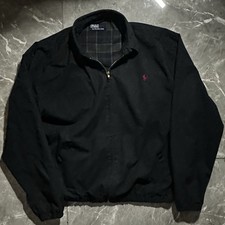 Vintage Polo Ralph Lauren Navy Harrington Jacket Tweed Lined Large