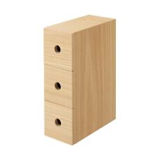 MUJI Wood Small Storage Drawer Box Three stage 8.4ｘ17× 25.2cm Organize Desk