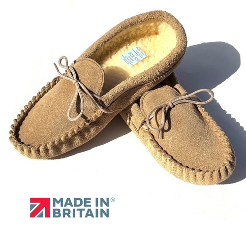 Ladies moccasin slippers beige - slippers,