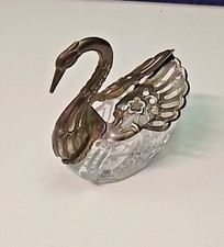 Vintage Sliver Cut Glass Swan Moving Wings Art Deco