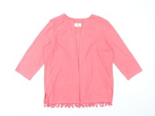 Quacker Factory Women’s Pink Fringe Tunic Blouse Size S 3/4 Sleeve