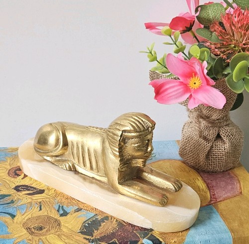 Vintage brass egyptian sphinx - vintage,