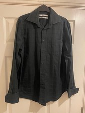 Next Men's Black Long Sleeve Shirt Formal Smart  Double Cuff Size 15.5  -L5
