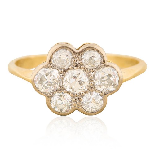 Old cut diamond cluster ring - cut,