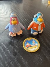Jakks Disney Club Penguin Figures/Toys, PJ Bunny & Snowboarder Set, With Coin