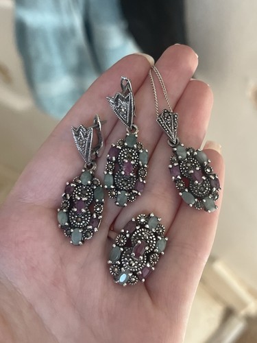 Vintage sterling silver ruby - silver,