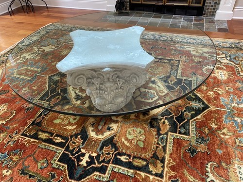 Vintage glass top coffee table - glass,