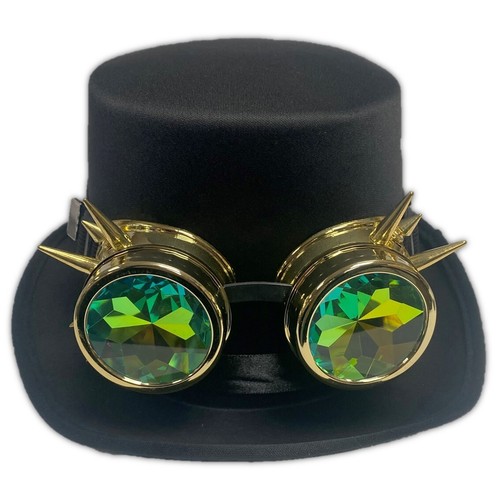 Steampunk black top hat gold - black, &