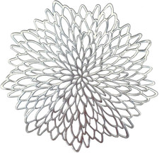 PVC Placemats Sets of 4 round Leaf Place Mats Washable Heat Resistant Vinyl Tabl