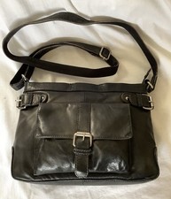 Quality Black Vintage Finish Leather Crossbody Bag by Bolla