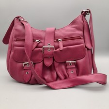 Vintage Joshua Taylor Pink Leather Handbag Women's Multi Pocket Satchel