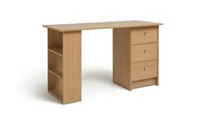 Malibu 3 Drawer Office Desk - Oak Effect