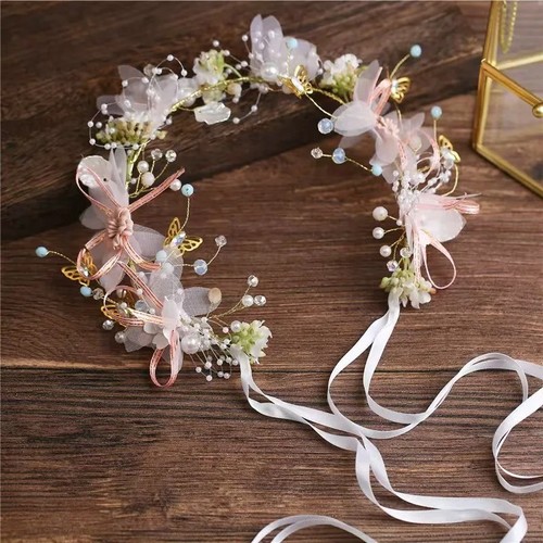 Bridal pearl flower tiara - pearl,