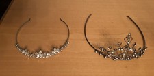 2 X Silver Metal Diamanté Wedding Bridal Princess Dressing Up Tiara’s