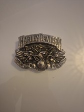 Vintage 1991 Harley Davidson Motorcycle Baron USA Metal Buckle belt Biker Gift