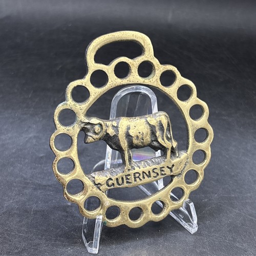 Horse brass guernsey cow old - brass,